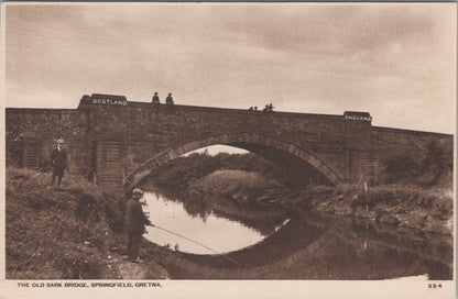 Scotland Postcard: Gretna Old Sark Bridge Border Fishing 1930's XT3986