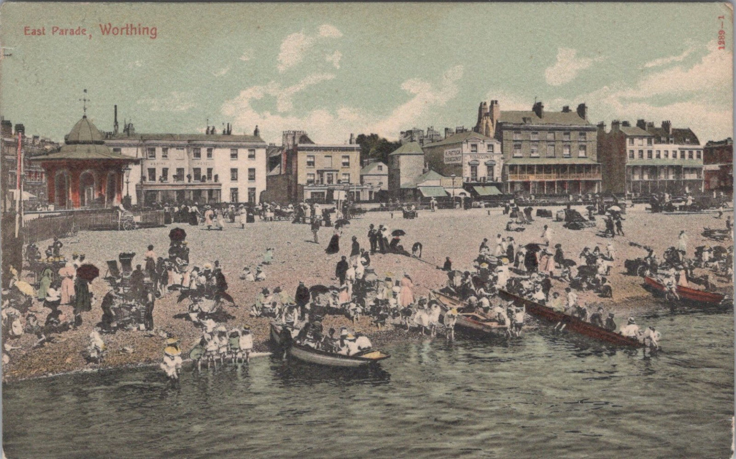 Sussex Postcard: East Parade Worthing, Crowded Beach Holiday Resort, 1906 XT3909