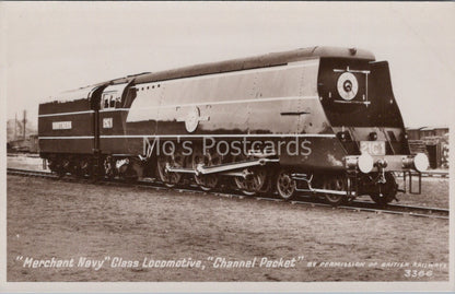 Train Postcard: Merchant Navy Class Locomotive Channel Packet 21C1  XT4055