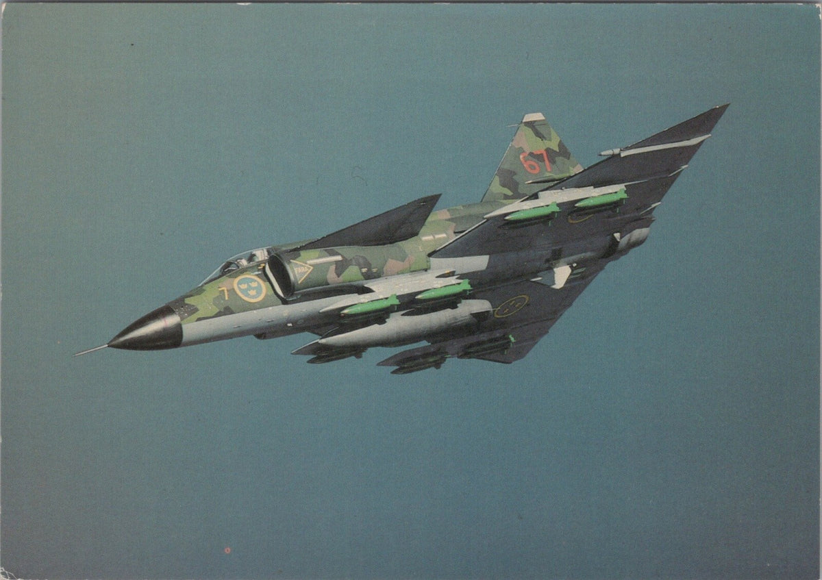 Military Postcard: Swedish Air Force Saab AJ37 Viggen Aeroprint 1970s XT5155