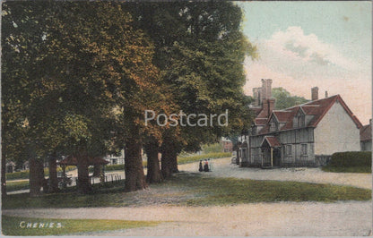 Buckinghamshire Postcard: Chenies Village Green Houses People View 1900s XT4303