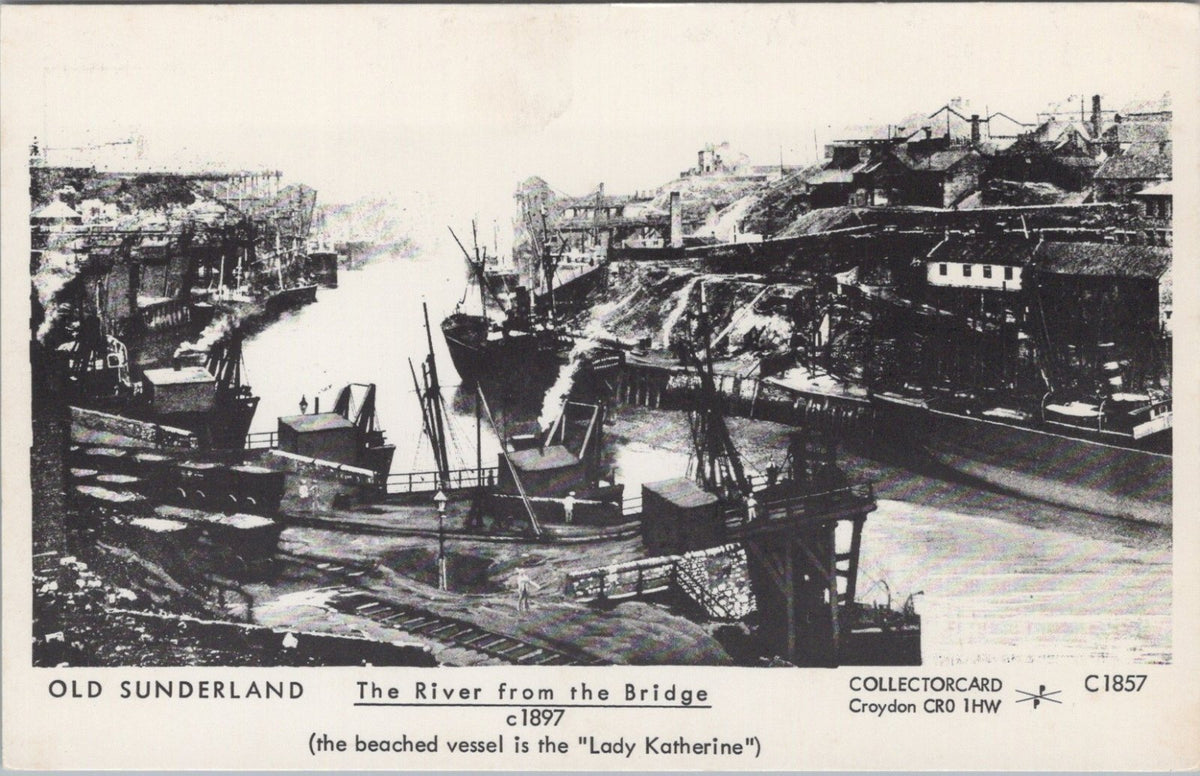 Co Durham Postcard: Old Sunderland River From Bridge Lady Katherine 1980s XT5392