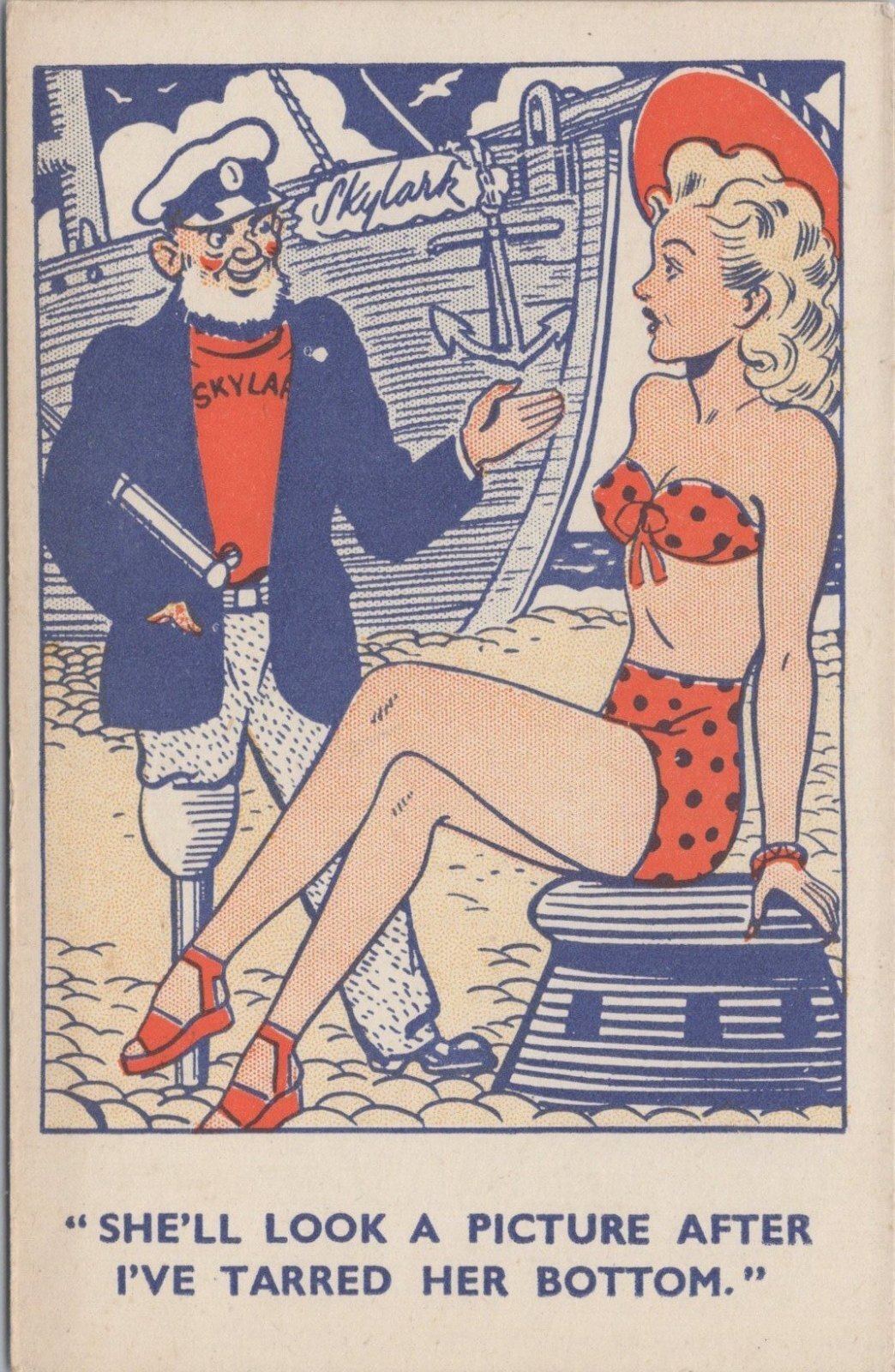 Comic Postcard: Humour Sailor Skylark Sea Captain Bikini Girl Seaside  RS41569