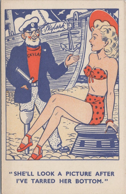 Comic Postcard: Humour Sailor Skylark Sea Captain Bikini Girl Seaside  RS41569