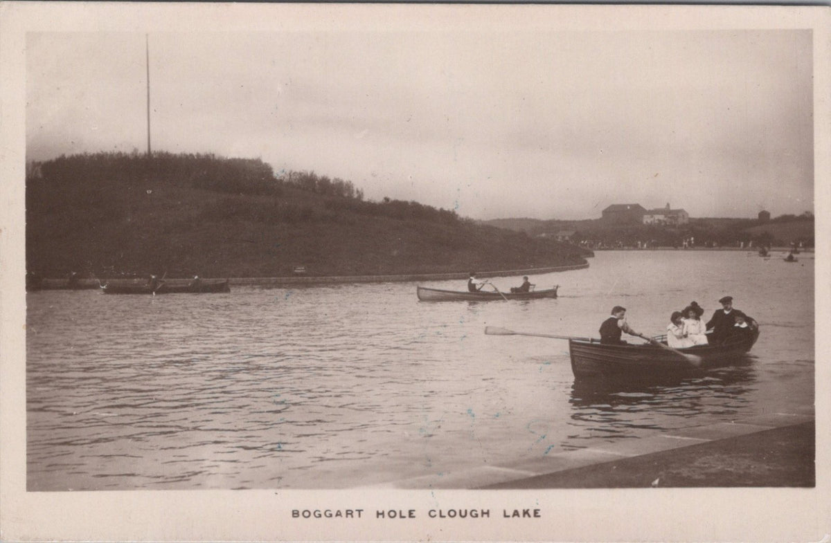 Lancashire Postcard: Manchester Boggart Hole Clough Lake Rowboats RPPC XT5053