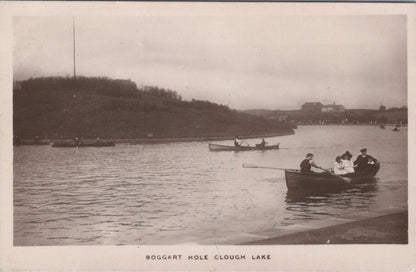 Lancashire Postcard: Manchester Boggart Hole Clough Lake Rowboats RPPC XT5053