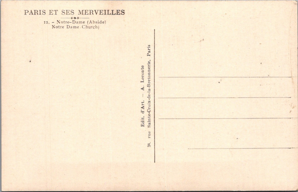 France Postcard: Paris Notre Dame Church Abside, River Seine Guy 1950's XT5172
