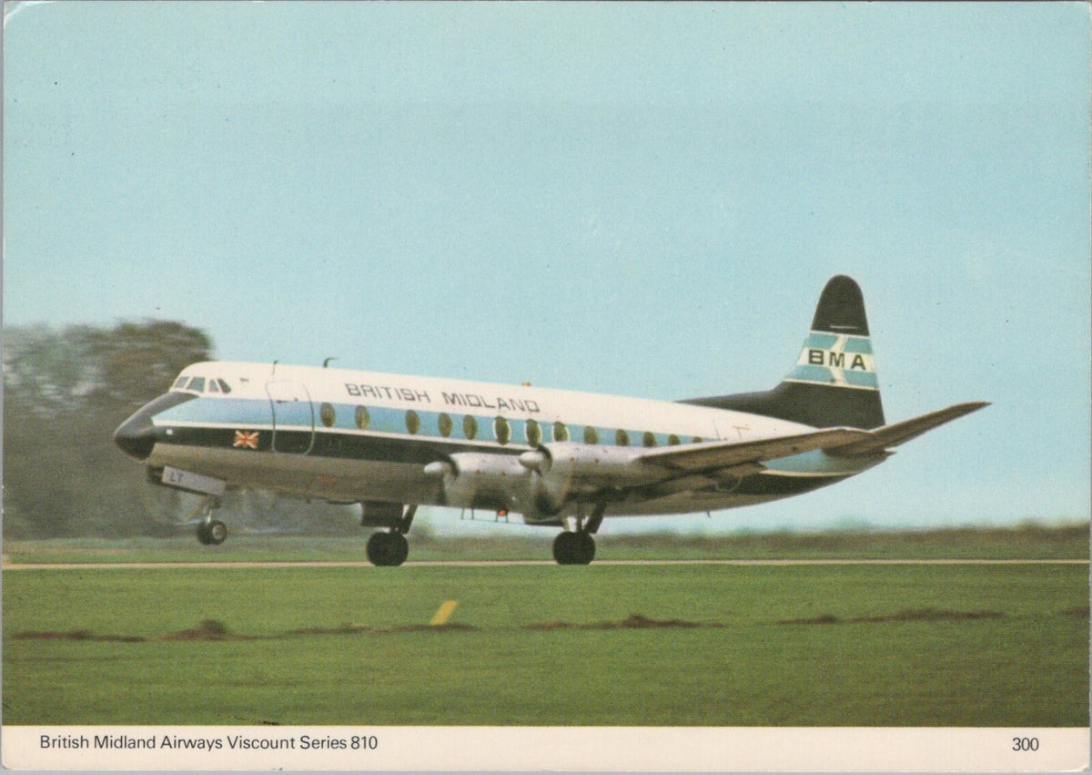 Aviation Postcard: British Midland Airways Viscount Series 810 Airplane XT5198
