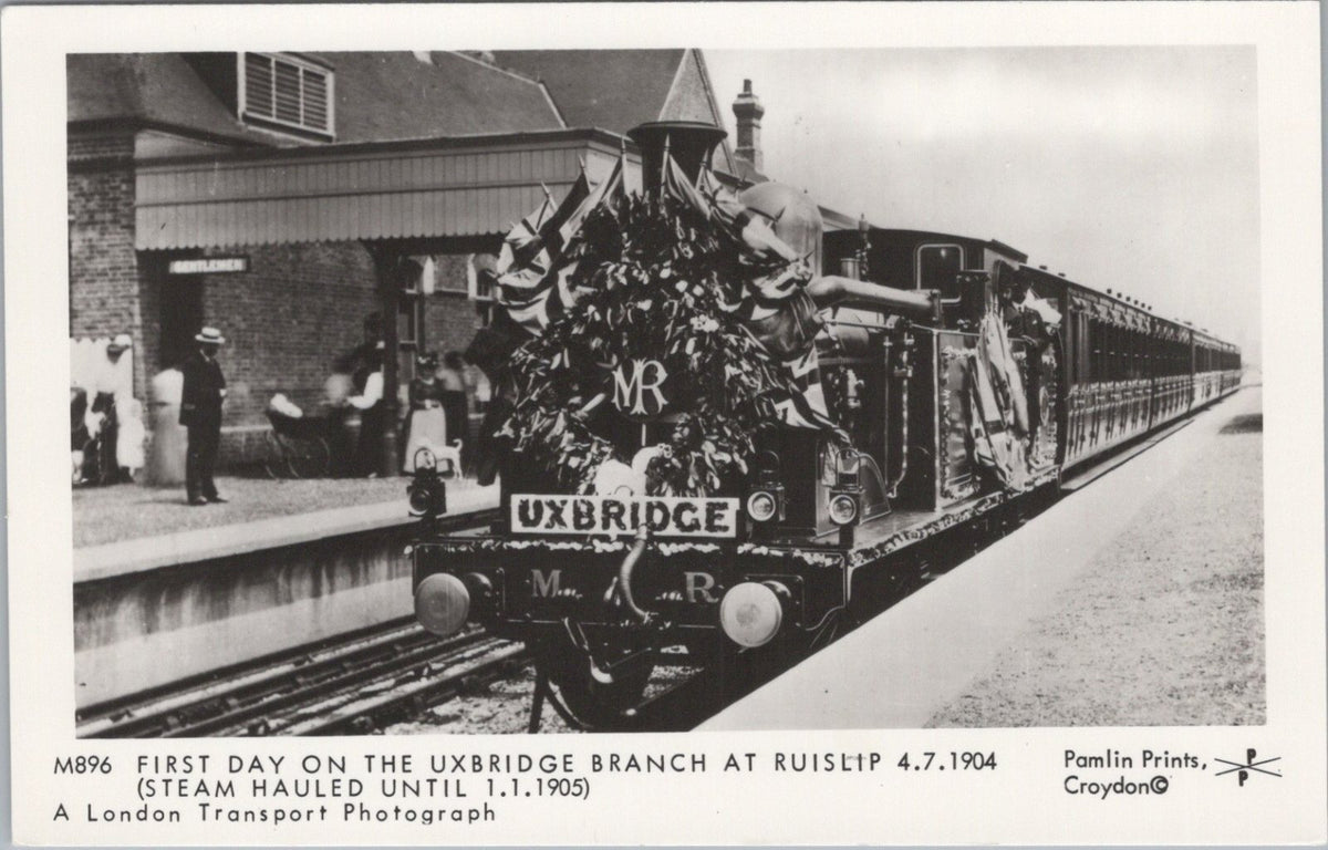 Middlesex Postcard: Ruislip Uxbridge Branch First Day Steam Train 1970's XT5624