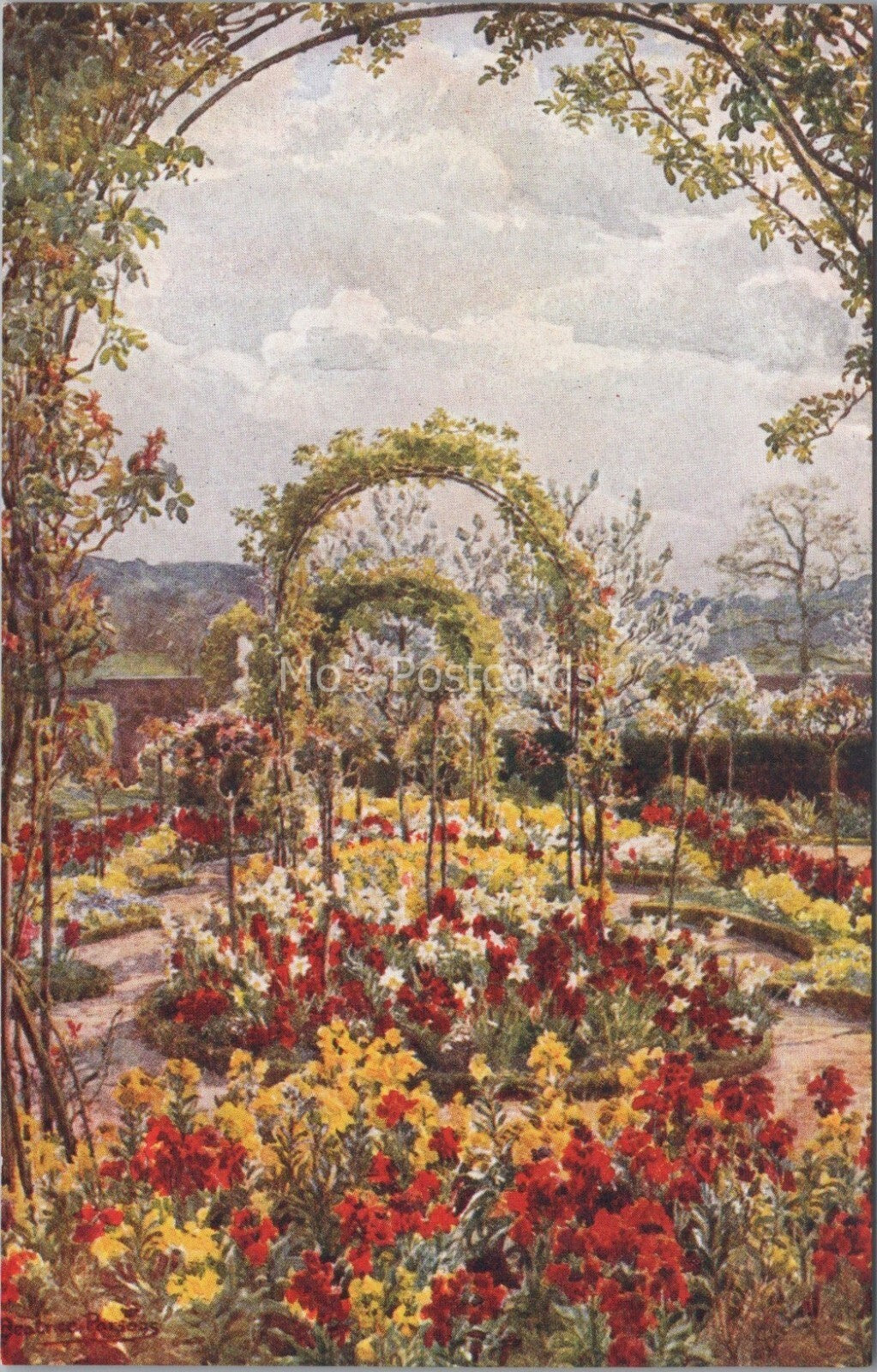 Hertfordshire Postcard: Moor Park The Dutch Garden Formal Flower Beds  XT3677