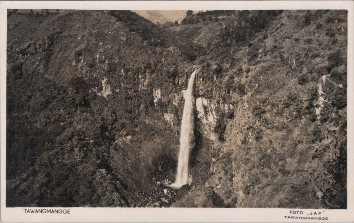 Java Postcard: Tawangmangoe Grojogan Sewu Waterfall Gorge View 1930s XT5468