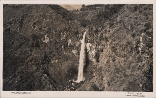Java Postcard: Tawangmangoe Grojogan Sewu Waterfall Gorge View 1930s XT5468