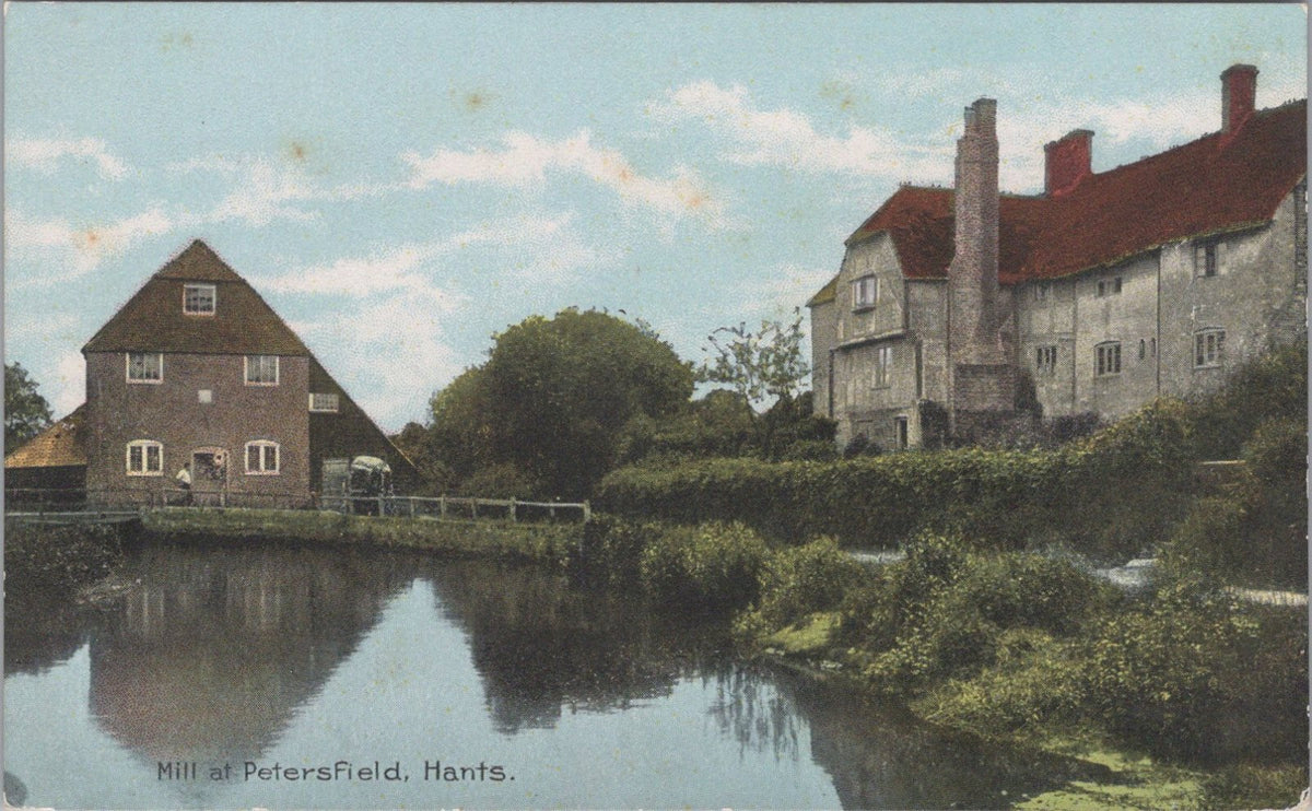 Hampshire Postcard: Petersfield Water Mill River Reflection House 1900's XT5062
