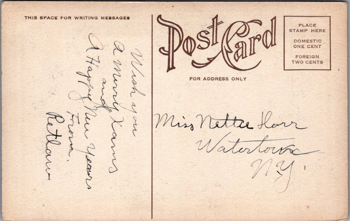Christmas Postcard:Robins In Flight Holly Border A Merry Christmas 1910's XT5630