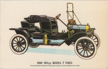 Transport Postcard: Ford Model T 1910 Three Seater Runabout Car 1970s XT4766