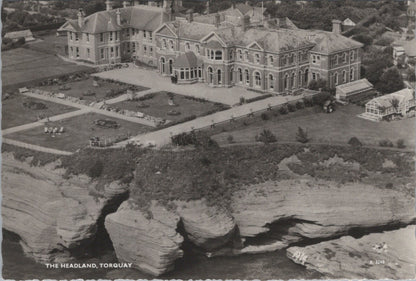 Devon Postcard: Torquay The Headland Hotel, Aerial Cliff View RPPC XT3517