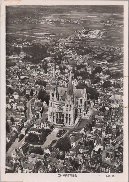 France Postcard: Chartres Cathedral Notre Dame Aéro Photo Aerial 1950s XT5138