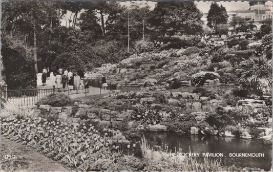 Dorset Postcard: Bournemouth Rockery Pavilion Garden Botanical 1962 RPPC XT3473