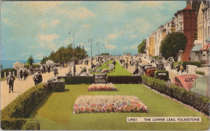 Kent Postcard: The Lower Leas Folkestone, Promenade Coastal Gardens, 1960 XT3918