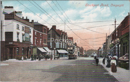 Lancashire Postcard: Stockport Road, Longsight Manchester Tram Street  XT5085