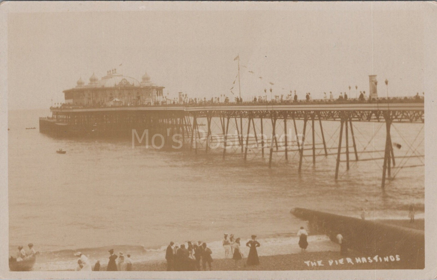 Sussex Postcard: The Pier Hastings Coastal Sea Resort Street Scene RPPC XT3521