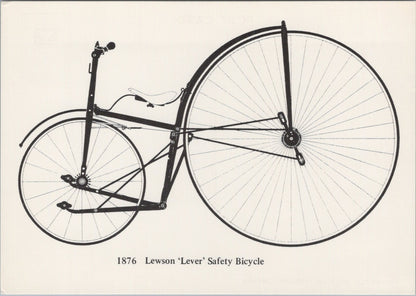 Bicycle Postcard: 1876 Lewson Lever Safety Bike Coventry Transport 1980s XT5338