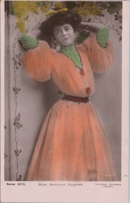 Actress Postcard: Miss Adrienne Augarde, Beautiful Coloured Dress RPPC  XT5494