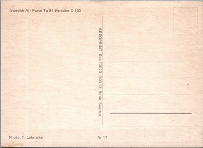 Aviation Postcard: Swedish Air Force Tp 84 Hercules C-130 Plane Runway XT5180