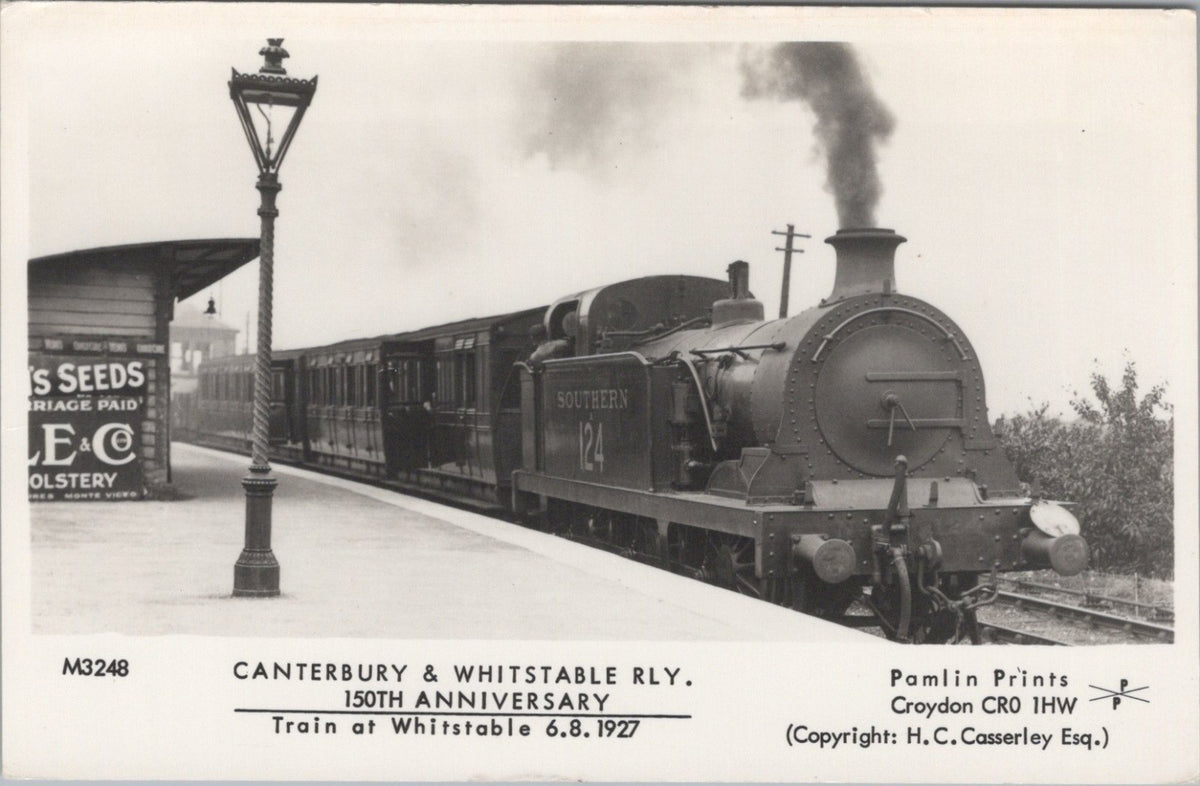 Kent Postcard:Canterbury Whitstable Railway Train Anniversary 1927 1970's XT5620