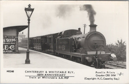 Kent Postcard:Canterbury Whitstable Railway Train Anniversary 1927 1970's XT5620