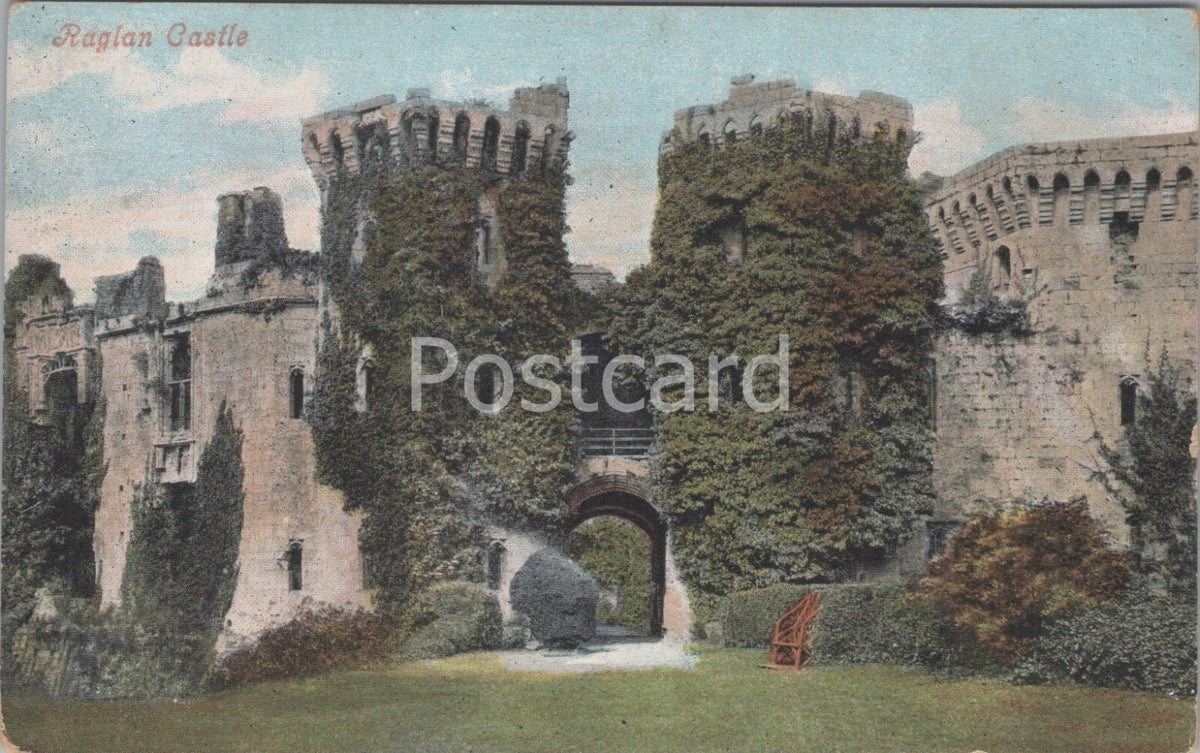Monmouthshire Postcard: Raglan Castle Entrance Gatehouse Ruins Ivy View T7106