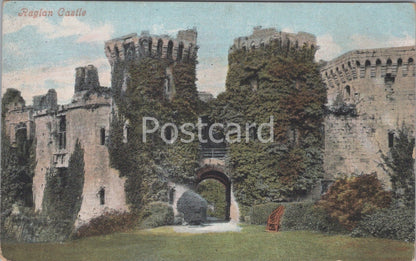 Monmouthshire Postcard: Raglan Castle Entrance Gatehouse Ruins Ivy View T7106