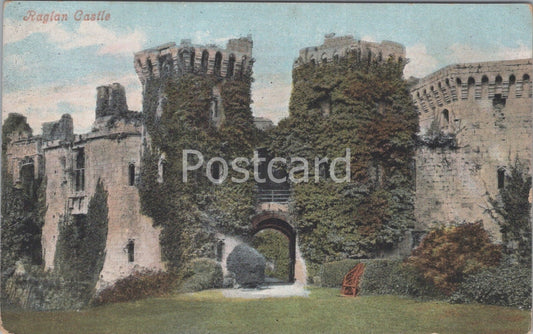Monmouthshire Postcard: Raglan Castle Entrance Gatehouse Ruins Ivy View T7106