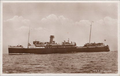 Shipping Postcard: RMS St Julien Passenger Ferry Steamship Vessel RPPC XT5277