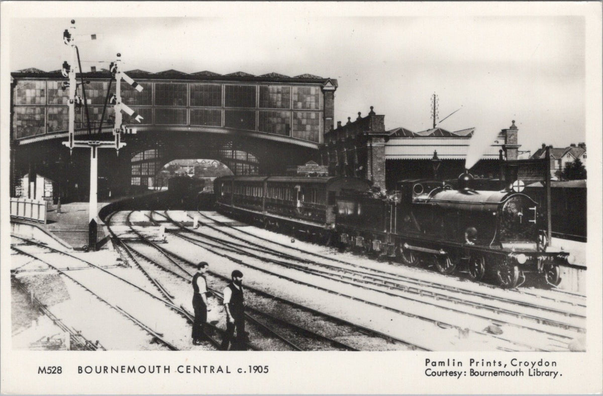 Dorset Postcard: Bournemouth Central Railway Station Steam Train 1970's XT5619