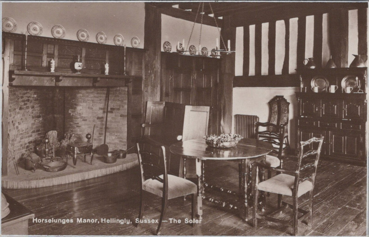 Sussex Postcard: Hellingly Horselunges Manor The Soler Room RPPC 1930's XT5033