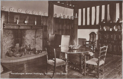 Sussex Postcard: Hellingly Horselunges Manor The Soler Room RPPC 1930's XT5033