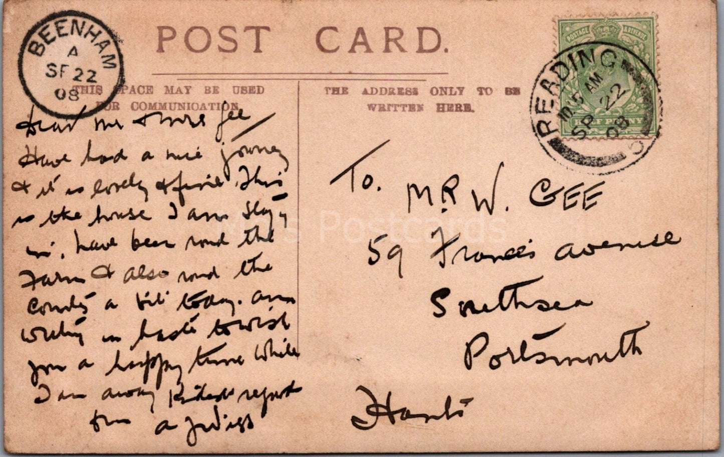 Berkshire Postcard: Beenham Village Ivy Cottage, 1908 RPPC XT3527