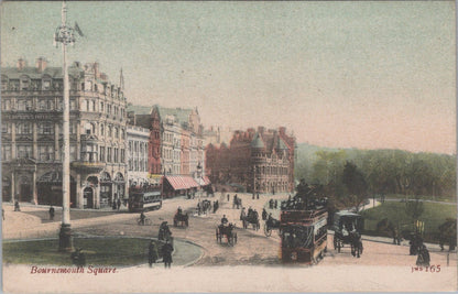 Dorset Postcard: Bournemouth Square Streetview Trams Architecture 1906 XT3471