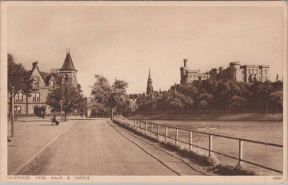 Inverness-shire Postcard: Inverness Ness Walk & Castle River Bank View  XT5015