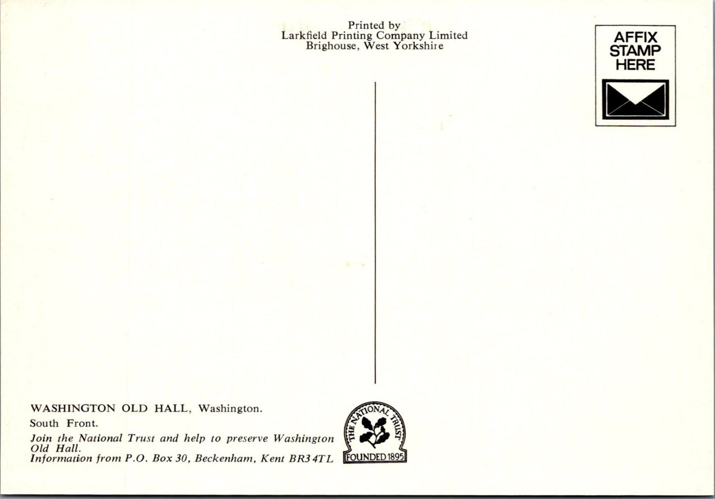 County Durham Postcard: Washington Old Hall South Front 1970’s XT4558