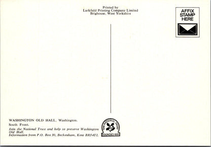 County Durham Postcard: Washington Old Hall South Front 1970’s XT4558