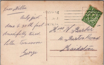 Fashion Postcard:Elegant Edwardian Lady Studio Portrait Flowers RPPC 1912 XT5651