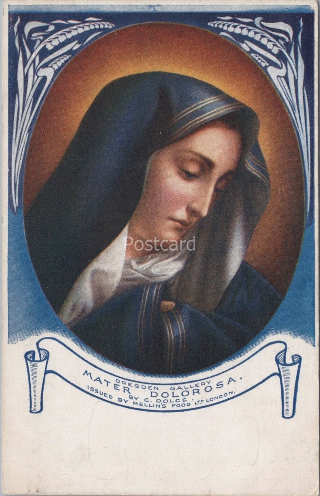 Madonna Postcard: Mater Dolorosa Dresden Gallery C Dolce Mellins Food  XT4359