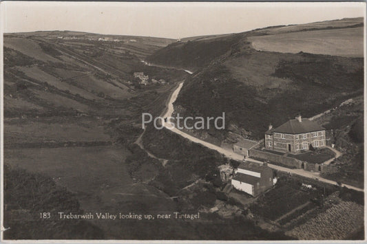 Cornwall Postcard: Trebarwith Valley Looking Up Near Tintagel RPPC 1930’s XT4281