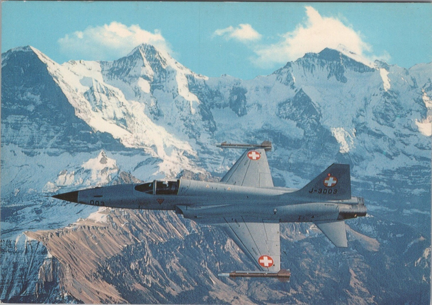Military Aviation Postcard: F-5E Tiger II Fighter Jet Vor Eiger Mountain XT3869