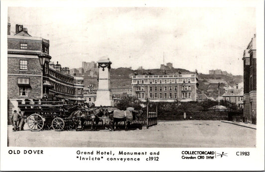 Kent Postcard: Dover Grand Hotel Monument Invicta Conveyance c1912 - RS41644