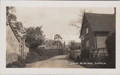 Suffolk Postcard: Great Bealings Village Street View 1930s A6033