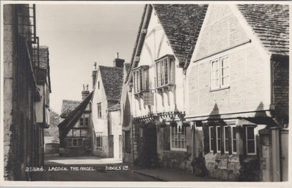 Wiltshire Postcard: Lacock The Angel Inn High Street Houses RPPC 1950s 18197A