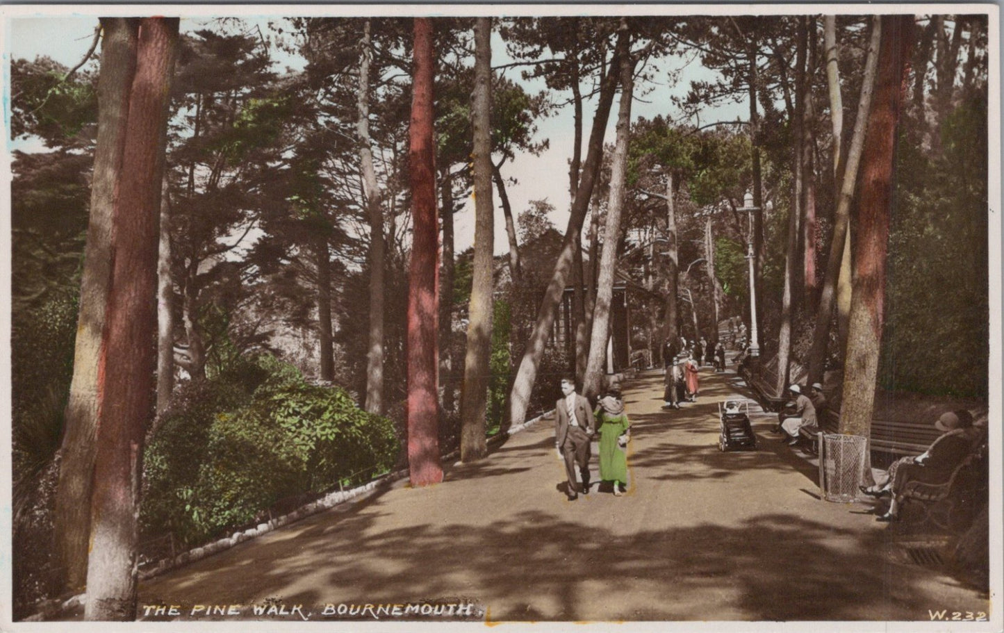 Dorset Postcard: The Pine Walk Bournemouth, Hand Coloured 1930's XT3908